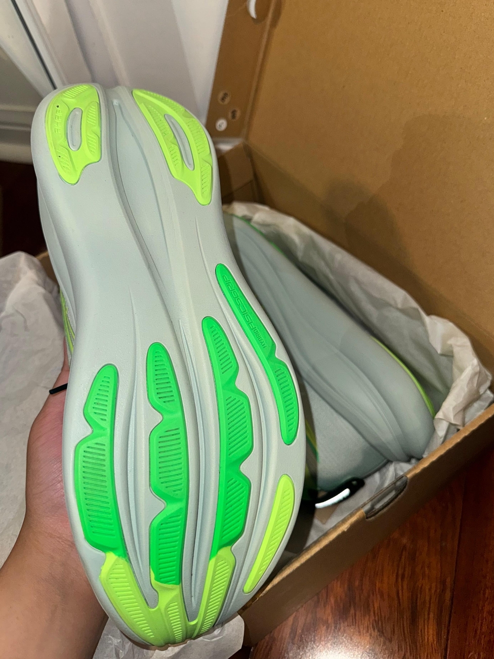 Asics Men’s Athletic Sneakers in Light Gray with Neon Green Accents
